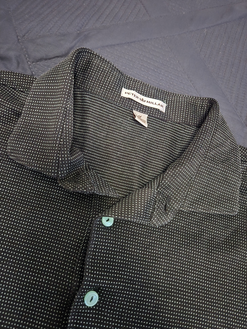 Peter Millar Black Microdot Button-Up Shirt Size Med